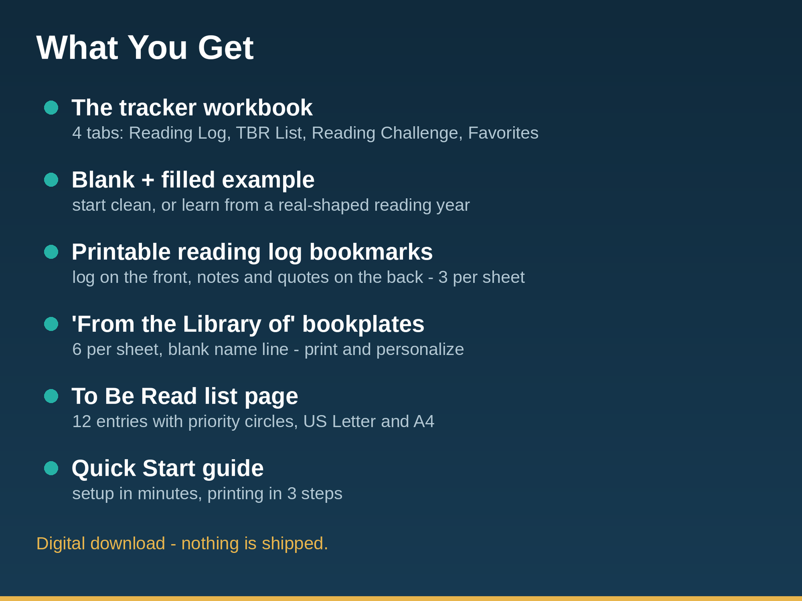 Reading Log and Book Tracker Spreadsheet | Printable Reading Journal, TBR List, Bookplates and Annual Reading Challenge - Image 5
