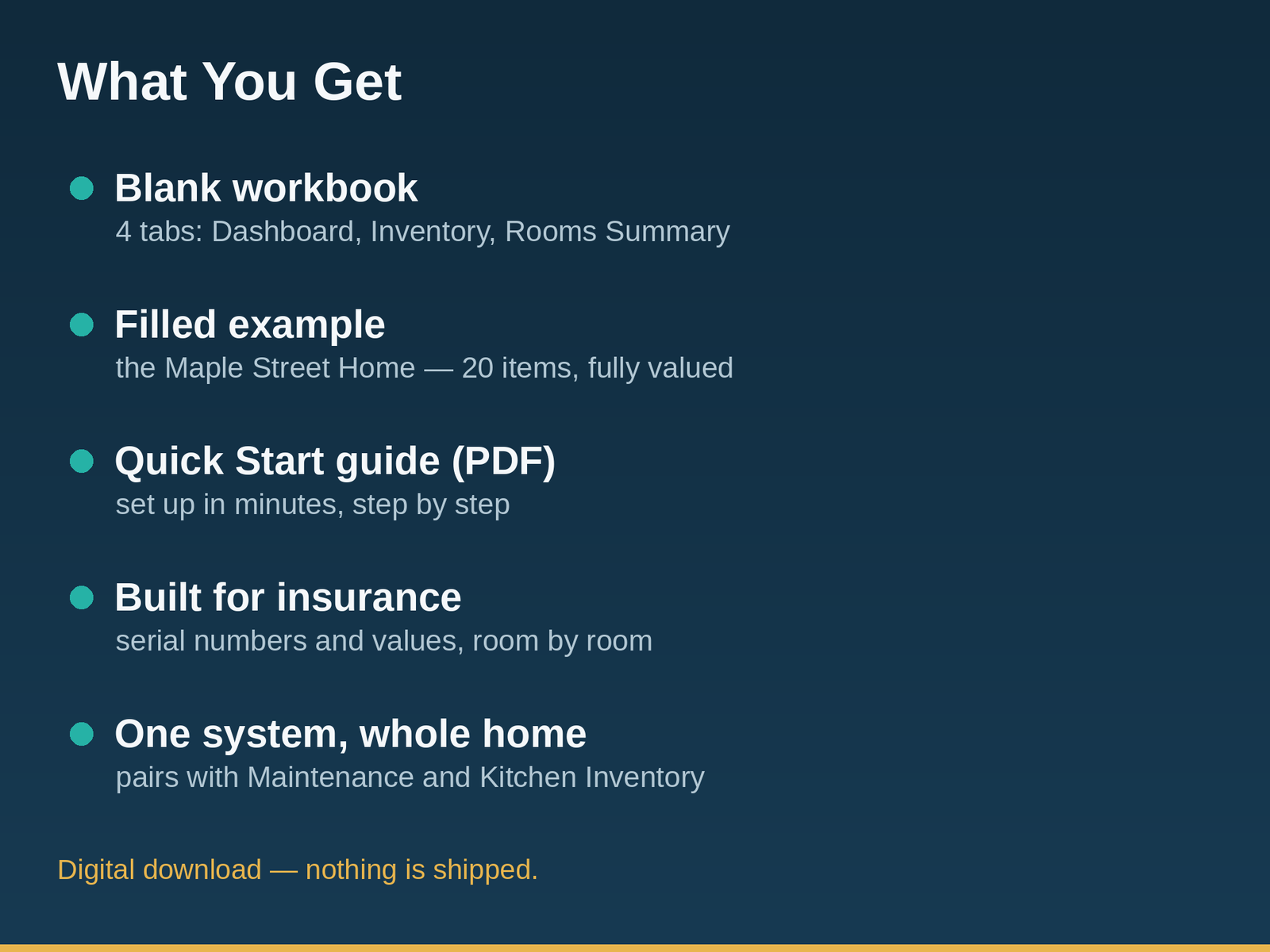 Home Inventory Spreadsheet | Track Everything You Own by Room and Category for Insurance | Excel & Google Sheets - Image 5