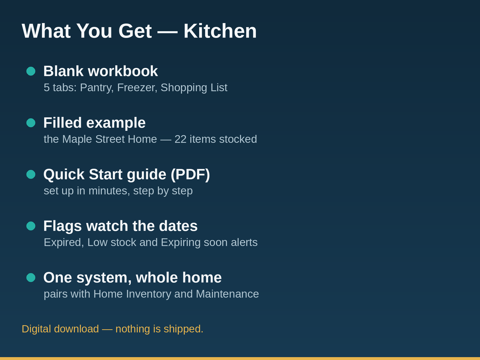 Kitchen Inventory Spreadsheet | Pantry and Freezer Tracker with Low Stock and Expiry Alerts | Excel & Google Sheets - Image 5